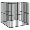vidaXL Corralito para perros con 4 paneles acero galvanizado negro