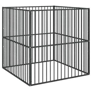 vidaXL Corralito para perros con 4 paneles acero galvanizado negro
