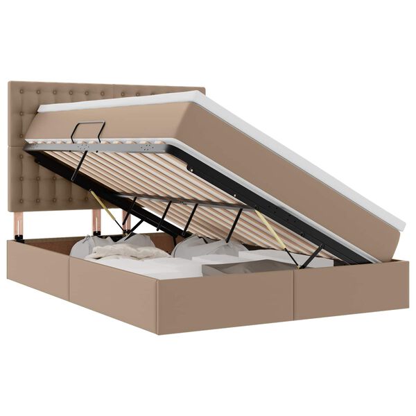 vidaXL Cama con almacenamiento y LED Capuchino 140 x 190 cm