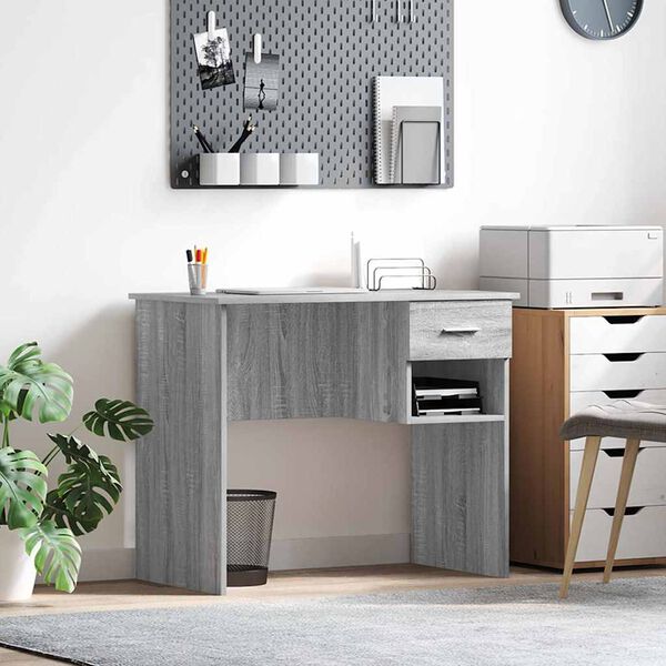 vidaXL Escritorio Gris sonoma 90 x 49.5 x 75 cm Madera contrachapada