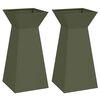 vidaXL Maceta Pilar 2 uds. Verde oliva 35 x 35 x 73 cm