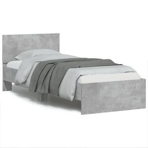 vidaXL Cama con cabecero madera de ingenier&iacute;a gris hormig&oacute;n 75x190 cm