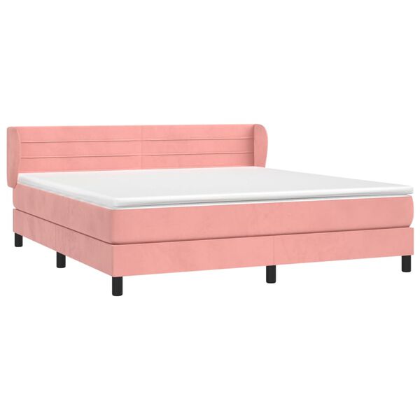 vidaXL Cama box spring con colch&oacute;n terciopelo rosa 160x200 cm