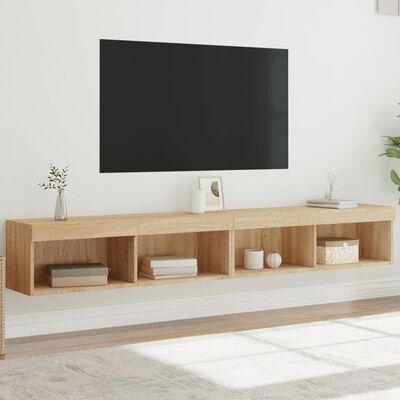 vidaXL Muebles de TV con luces LED 2 uds roble Sonoma 100x30x30 cm