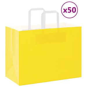 vidaXL Bolsas de papel con asas 50 uds amarillas 32x17x25 cm