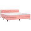 vidaXL Cama box spring colch&oacute;n y LED terciopelo rosa 200x200 cm