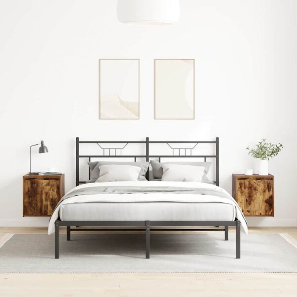 vidaXL Mesillas de noche de pared 2 uds roble ahumado 38x34x40 cm