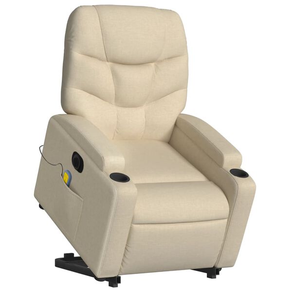 vidaXL Sill&oacute;n de masaje el&eacute;ctrico reclinable elevable tela crema