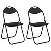 vidaXL Silla Plegable 2 uds. Cuero sint&eacute;tico Negro 48 x 43,5 x 81 cm