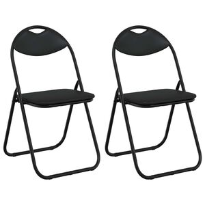 vidaXL Silla Plegable 2 uds. Cuero sint&eacute;tico Negro 48 x 43,5 x 81 cm