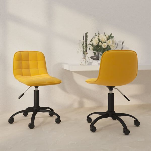 vidaXL Sillas de comedor giratorias 2 uds terciopelo amarillo mostaza
