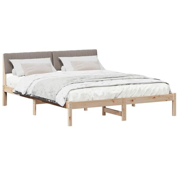 vidaXL Estructura de cama con cabecera Marr&oacute;n y taupe 160 x 200 cm