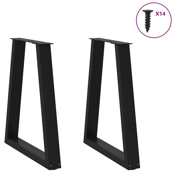 vidaXL Patas para mesa de comedor en forma de V (2 unidades), color negro, 50x(72-73,3) cm, acero