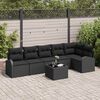 vidaXL Conjunto de sof&aacute; de jard&iacute;n con coj&iacute;n 7 pcs Negro Polirat&aacute;n