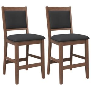 vidaXL Taburetes de bar con cojines, 2 unidades, madera maciza marr&oacute;n, goma