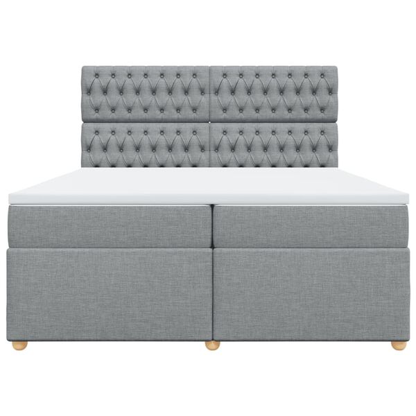 vidaXL Cama box spring con colch&oacute;n tela gris claro 200x200 cm