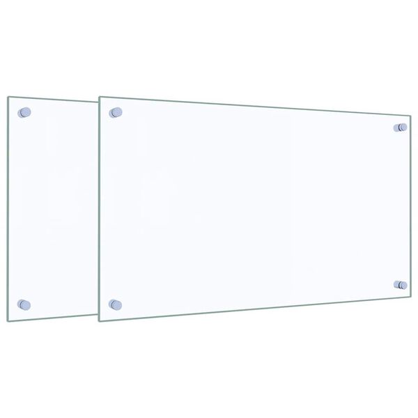 vidaXL Salpicaderos cocina 2 uds vidrio templado transparente 70x40 cm