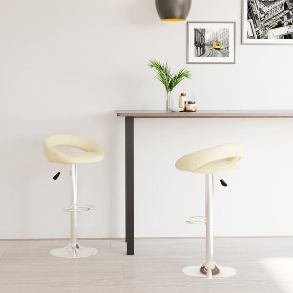 vidaXL Taburetes de cocina 2 unidades cuero sint&eacute;tico color crema