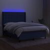 vidaXL Cama box spring colch&oacute;n y luces LED tela azul 140x200 cm