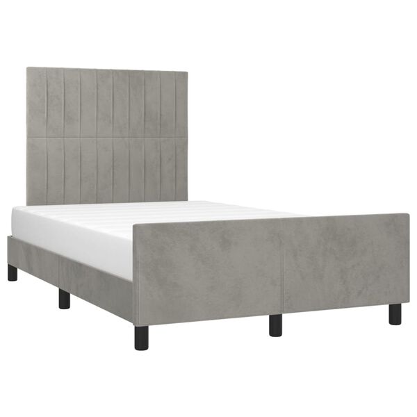 vidaXL Estructura de cama sin colch&oacute;n terciopelo gris claro 120x200 cm
