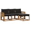 vidaXL Conjunto de sof&aacute;s de exterior 4 uds. Natural y negro