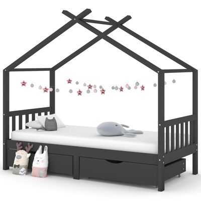 vidaXL Estructura de cama infantil y cajones madera pino gris 90x200cm