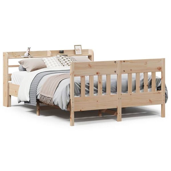 vidaXL Estructura de cama sin colch&oacute;n madera de pino blanca 140x200 cm
