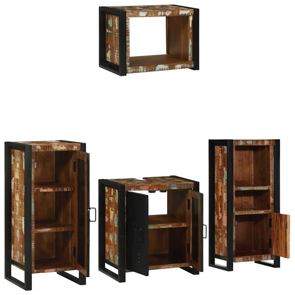 vidaXL Juego de muebles de ba&ntilde;o 4 pcs Madera s&oacute;lida recuperada