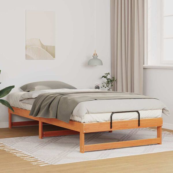 vidaXL Estructura de cama Marrón 100 x 210 cm Madera de pino macizo