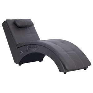 vidaXL Div&aacute;n de masaje con almohada de cuero sint&eacute;tico gris