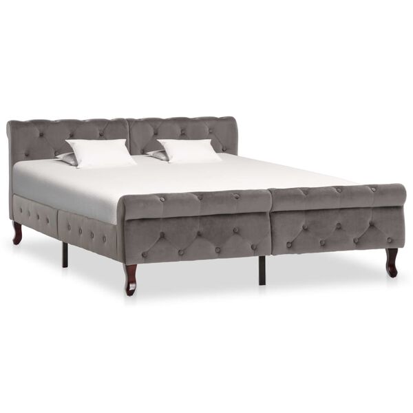 vidaXL Estructura de cama sin colchón terciopelo gris 140x200 cm