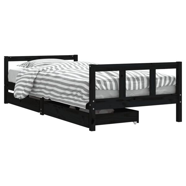 vidaXL Estructura de cama ni&ntilde;os con cajones madera pino negro 90x200cm