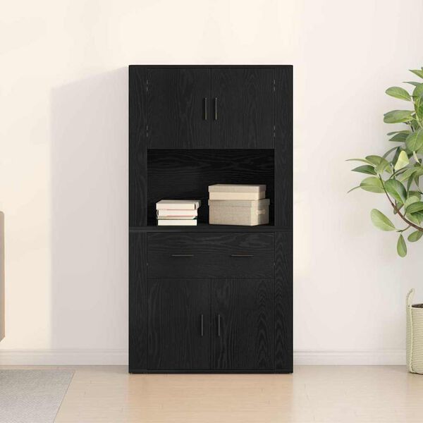 vidaXL Highboard Roble negro 80 x 33 x 150 cm Madera contrachapada