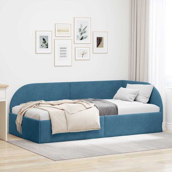 vidaXL Estructura de cama en esquina Azul 100 cm x 200 cm Terciopelo