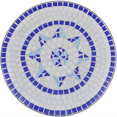 vidaXL Mesa de bistro terraza mosaico azul y blanco 60 cm