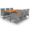 vidaXL Juego de comedor de jard&iacute;n 7 piezas rat&aacute;n sint&eacute;tico gris