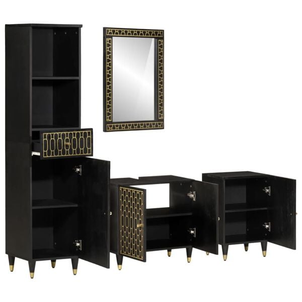 vidaXL Conjunto de muebles de ba&ntilde;o 4 piezas madera maciza de mango