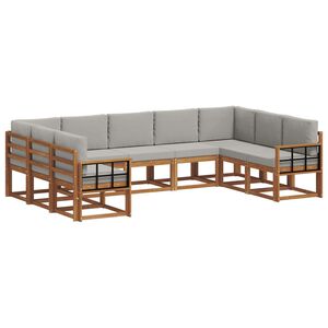 vidaXL Conjunto de sof&aacute;s de exterior 9 pcs Gris Natural y Claro