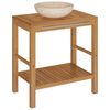 vidaXL Mueble tocador madera teca maciza con lavabo de m&aacute;rmol crema