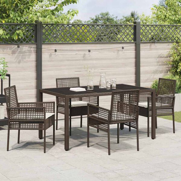 vidaXL Conjunto de Comedor de Jard&iacute;n 5 pcs Marr&oacute;n rat&aacute;n sint&eacute;tico