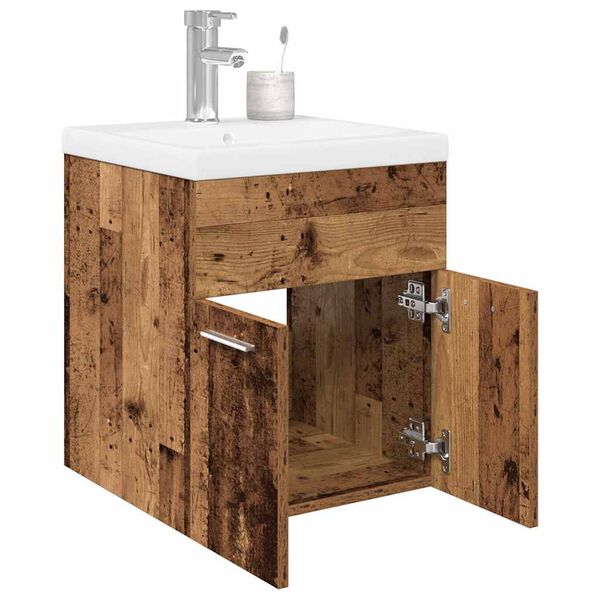 vidaXL Mueble fregadero con lavabo y grifo empotrados madera vieja