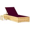 vidaXL Tumbona de jard&iacute;n con mesa y coj&iacute;n de madera de pino impregnada