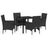 vidaXL Conjunto de Comedor de Jard&iacute;n 5 uds. Negro rat&aacute;n sint&eacute;tico