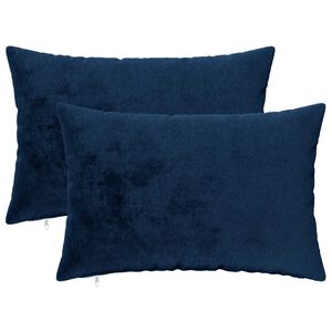 vidaXL Coj&iacute;n decorativo 2 uds. HEERLEN Azul marino 40 x 60 cm Franela