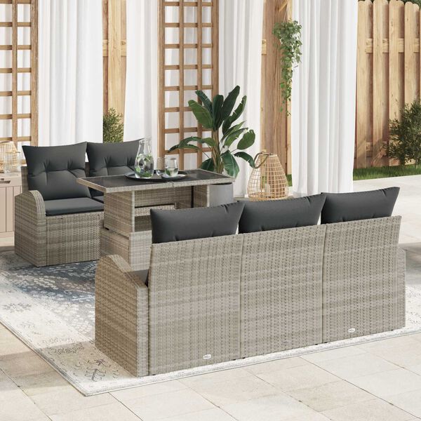 vidaXL Conjunto de sofá de jardín 6 pcs Gris claro ratán sintético