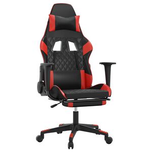 vidaXL Silla gaming con reposapi&eacute;s cuero sint&eacute;tico negro rojo