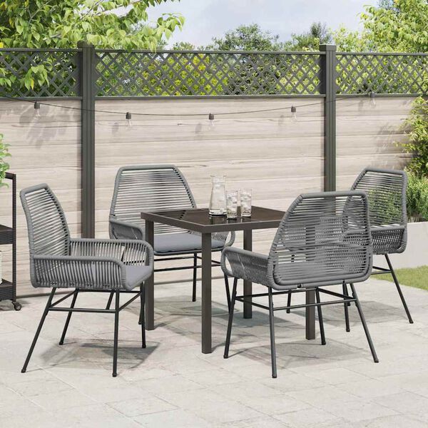 vidaXL Conjunto de Comedor de Jard&iacute;n 5 pcs Gris rat&aacute;n sint&eacute;tico