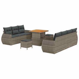 vidaXL Conjunto de sof&aacute; de jard&iacute;n 10 pcs Gris rat&aacute;n sint&eacute;tico