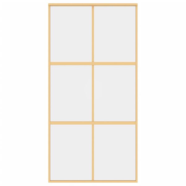 vidaXL Puerta corredera dorada de vidrio ESG transparente y aluminio