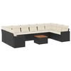 vidaXL Set de sof&aacute;s de jard&iacute;n 11 pzas y cojines rat&aacute;n sint&eacute;tico negro